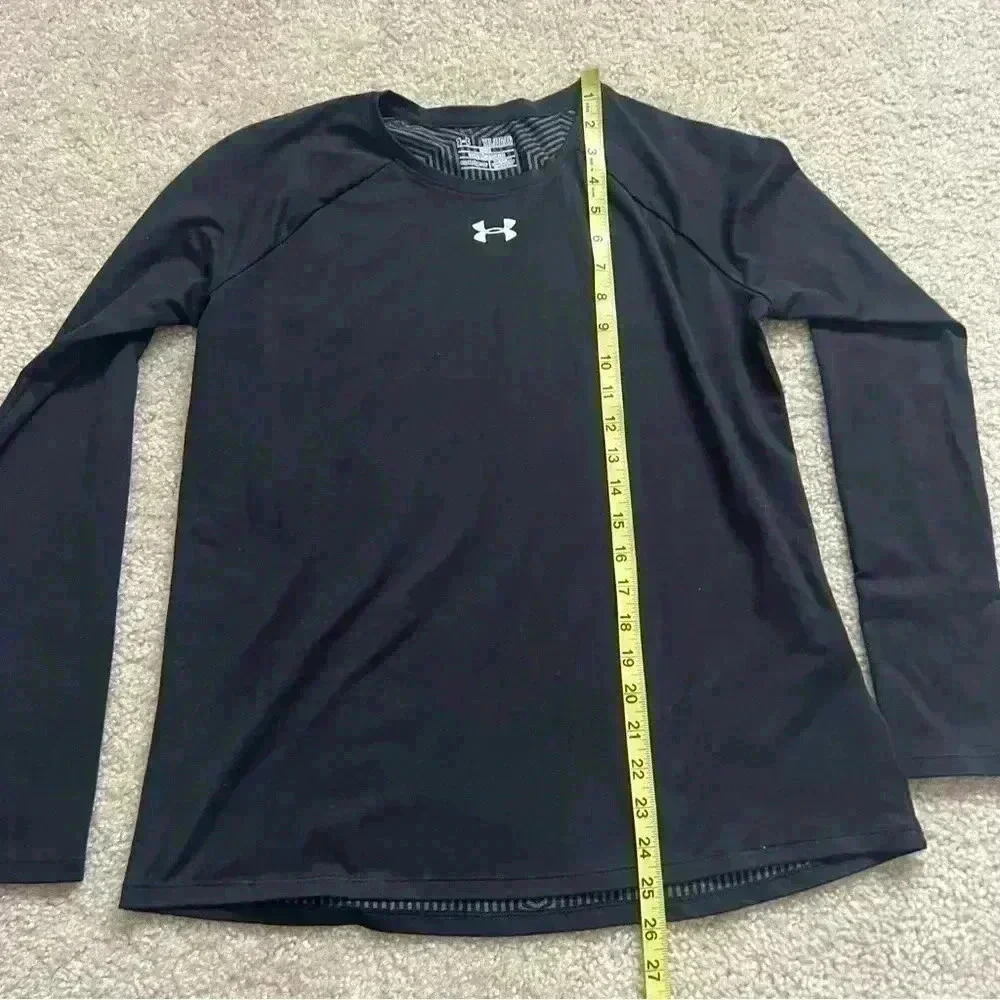 Under Armour Cold Gear Unisex Black Thumb Hole Long Sleeve Shirt Loose Size YXL